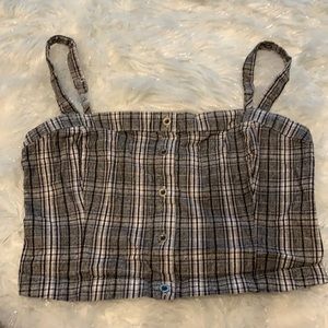 Black and white plaid crop top